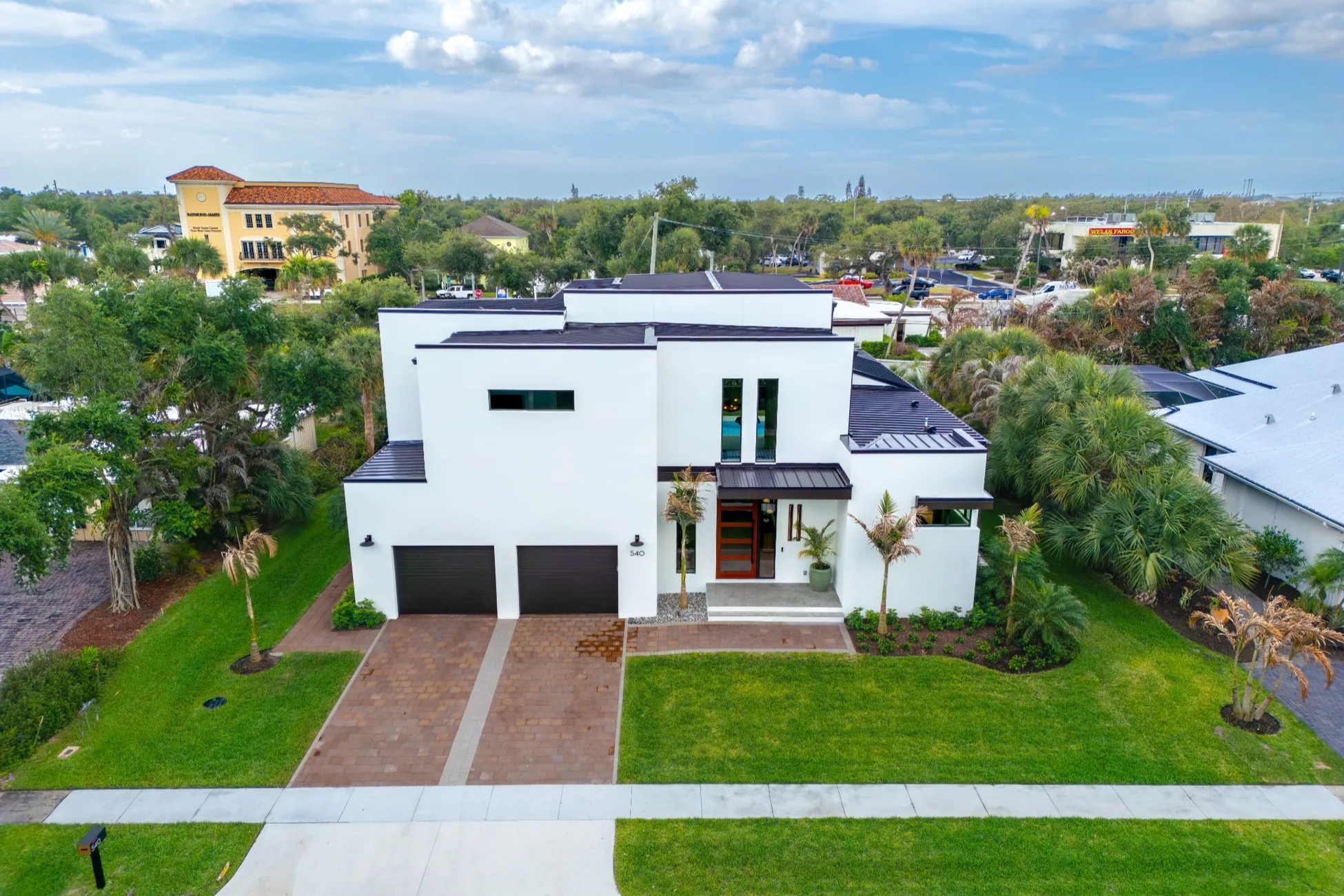 Front exterior of modern custom home in Vero Beach FL